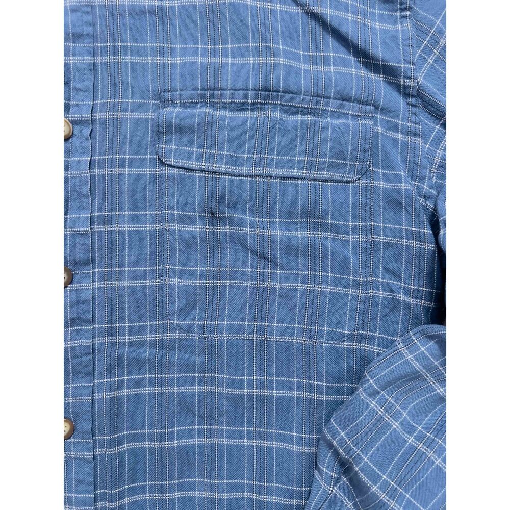 TravelSmith Mens Medium 100% Silk Plaid Button Front Shirt Blue Long Sleeve M - Picture 3 of 3